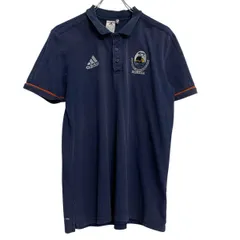 adidas 半袖 ポロシャツ L ネイビー アディダス ハーフボタン ワンポイント ロゴ 刺繍 スポーティー 古着卸 アメリカ仕入 a703-5701
