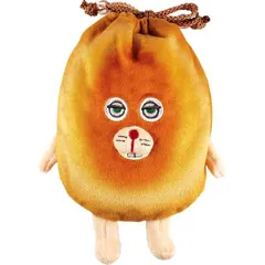 184910 キャラクター 巾着袋  （ぬいぐるみタイプ）  パンどろぼう （ にせパンどろぼう 茶系 )  （ Keiko Shibata 絵本 ぱんどろぼう 柴田 ケイコ 巾着 袋 巾着ポーチ キッズ 子供 お弁当袋 手さげ 給食 きんちゃく袋 )