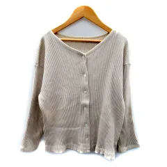グリーンレーベルリラクシング ユナイテッドアローズ green label relaxing リブニットカーディガン ミドル丈 無地 Vネック ライトベージュ /SY4