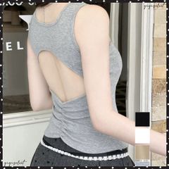 タンクトップ カップ付き インナーウェア 背中見せタンク レディース ノンワイヤー セクシー 夏服 ノースリーブトップス バックオープン 重ね着 カジュアル 肌着 ダンス衣装 韓国風 着回し 大人可愛い 背中あきブラトップ