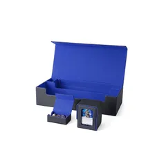 デッキケース トレカケース カードストレージボックス カードケース プレマ ダメカン 収納ケース 「 遊戯王 ポケカ MTG 各種 カードゲーム に使用可能 」 (黒内装青) 1