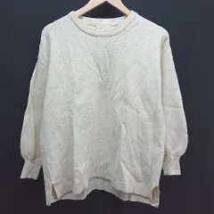 ◇ earth music&ecology シンプル ラウンドネック 秋冬 長袖 セーター サイズF オフホワイト レディース E  【1304120022270】