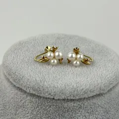 【中古】MIKIMOTO ミキモト リボン アクセサリー イヤリング ゴールド パール K14 レディース【中古商品】HIBUOCHI VINTAGE tm250309b10213
