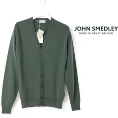 新品 ▲６万円 JOHN SMEDLEY ジョンスメドレー BURLEY Ｖネック長袖 ニットカーディガン イギリス製 ウール ニットセーター M -171