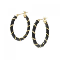 【新品】K18YG フープ オニキス ピアス