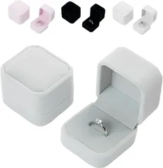 fogman 指輪ケース リングケース 指輪入れ ペアリングケース ジュエリーケース 2個セット(グレー,  中)