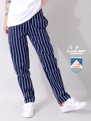 COOKMAN クックマン シェフパンツ ウェイターパンツ 男女兼用 おしゃれ かわいい 大きいサイズ WAITER`S PANTS STRIPE ストレートフィット 新モデル テーパード カジュアルパンツ コックマン ストライプ ネイビー 231-01860