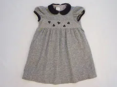 ファミリア familiar アウトレット 子供服 女の子 110cm 半袖 ニット ワンピース グレー スモッキング 秋 冬 ★3 冬服 ガールズ 女児 キッズ 【中古】 ユーズド リサイクル こども