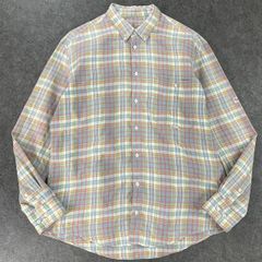 日本製 Papas パパス 長袖シャツ ボタンダウンシャツ BDシャツ ポケット チェック柄 メンズ L 50