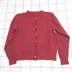 ◇ ⊇ ルエム シンプル系 長袖 ハートボタンニットカーディガン サイズF レッド系 レディース E  【1508060019547】