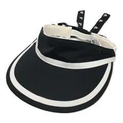 中古 アディダスゴルフ adidas GOLF サンバイザー フリー 56cm 黒×白 ブラック×ホワイト 後ろリボン