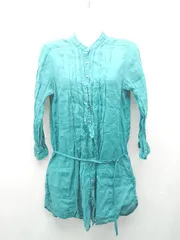 ◇ ◎ MACPHEE フロントボタン ロング丈 大人カジュアル 長袖 シャツ サイズ38 ブルー レディース E  【1308160031834】