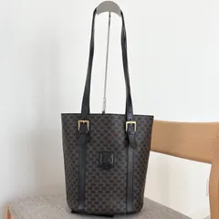 【極美品】セリーヌ マカダム柄 ショルダーバッグ ハンドバッグ バッグ PVC×レザー 茶×黒 トートバッグ 肩掛け Celine Vintage Shoulder Tote Bag Black 22071