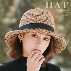 ★（予約販売の商品）hat348  レディース 紫外線対策 蒸れにくい 涼しい つば広 黒 通気性 麦わら風帽子 ドット 水玉 レース