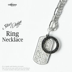 ネックレス メンズ シルバー おしゃれ リング プレート ラインストーン チェーンネックレス アクセサリー ペンダント チェーンネックレス オシャレ シンプル カジュアル プレゼント ギフト ペア お揃い 全1色 IU-010N ジェネレス