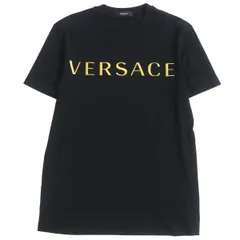 美品 ヴェルサーチ VERSACE Tシャツ カットソー 半袖 ショートスリーブ メデューサ ロゴ柄 トップス メンズ XS ブラック