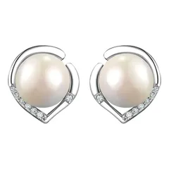 【人気商品】ピアス レディース パール 人気 シンプル 一粒 シルバー925 アクセサリー ジルコニア プレゼント Mare(マーレ) 誕生日 金属アレルギー 結婚式 パーティ 女性 (シルバー)