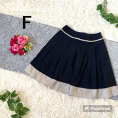 スカート　フレアスカート　紺色　レディース　ボトムス　パンツ　古着　膝丈