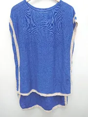 ◇ BouJeloud 透け感 ゆったり フレンチスリーブ チュニックカットソー サイズＦ ブルー ベージュ レディース E  【1406180054557】