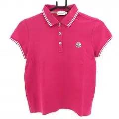 モンクレール 半袖ポロシャツ ピンク×白 襟・袖ライン レディース XS ゴルフウェア MONCLER