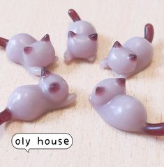 じゃれ猫シリーズ　ココア猫　5匹セット　レジン　デコパーツ