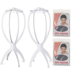 【最短発送】折り畳み式 組み立て式 高さ35cm ウィッグネット 黒 ウィッグ専用ネット 白い ウィッグキャップ 携帯便利 Vigorousウィッグスタンド 男女兼用 ウィッグケア4点セット