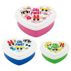 パワーパフ ガールズ 入子式ふわっとシール容器 3個セット お弁当箱 ランチボックス ハート スケーター