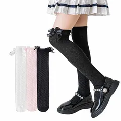 【新品】 [LIANFOR] キッズ 靴下 女の子 靴下3足セット ガールズ ハイソックス フォーマル 可愛い 柔らかい リボンハイソックス通学 通園 入学式 卒業式 発表会(1/白++ピンク,M/4～7歳)