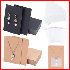 ペンダント用 イヤリング ディスプレイ 2色 カード 100枚 アクセサリー台紙 ネックレス台紙 ヘッダー袋付き ピアス台紙 100個粘着ポーチポケットチェーンジュエリー用品用クリアバッグ PandaHall 100枚OPP袋付き PH