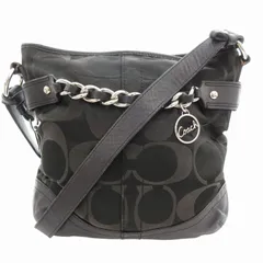 コーチ COACH F19730 シグネチャー ショルダーバッグ 斜め掛け クロスボディ チェーン ロゴ キャンバス レザー 黒 ブラック /GV ■GY04