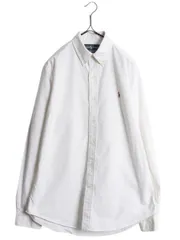 【お得なクーポン配布中!】 00s ラルフローレン オックスフォード 長袖 ボタンダウン シャツ メンズ M 白 オールド ポロ 長袖シャツ ワイシャツ ワンポイント ホワイト