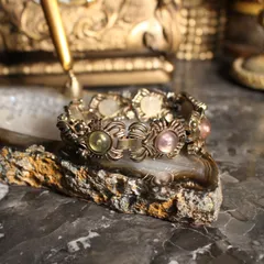 USA VINTAGE COLORFUL STONE METALWORK DESIGN BRACELET/アメリカ古着カラフルストーンメタルワークデザインブレスレット