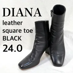 極美品✨ダイアナ スクエアトゥ サイドジップ ショートブーツ ブラック 24.0 日本製 MADE IN JAPAN 6