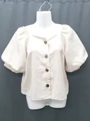 ◇ INGNI イング パフスリーブ　スクエアトゥネック 半袖 シャツ　ブラウス サイズM ベージュ レディース P  【1407260028802】