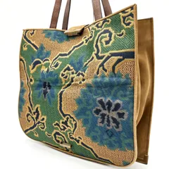 【良品】 ETRO エトロ トートバッグ ハンドバッグ パッチワーク ペイズリー ジャガード織   総柄 刺繍 A4収納 大容量 ビンテージ ヴィンテージ ジャガード パイソン レザー レディース ブラウン 茶色