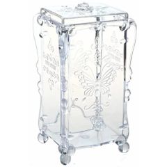 heizi コットンケース コットン入れ アクリル ケース 化粧品 コスメ 下から取り出せる 花 蝶 蓋付き (クリアー)