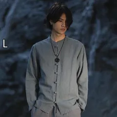 [L]メンズ ファッション 服 男性用 オシャレ シンプル 大人 かっこいい 大きいサイズ ストリート 紳士服 ラミー 長袖 シャツ レトロ コットンリネン ディスク ボタン スタンドカラー シャツ カンフー 唐 スーツ ジャケット