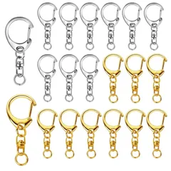 【特価セール】キーリング ハンドメイド アクセサリー 回転カン付き DIY 手芸用品 キーホルダー金具 ナスカン付き サムコス 20個セット（ゴールド+シルバー）