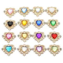 ビジュー ハート デコパーツ ビジューパーツ 樹脂パーツ ゴスロリ ロリータ コーティング ブローチ 台座 ビジューキラキラ 16個セット