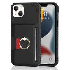 【在庫処分】【Hamany】 iphone 14 pro max 保護ケース 米軍MIL規格 カード収納 リング 米軍耐衝撃 スタンド機能 衝撃吸収 背面収納 レンズ保護 耐衝撃 耐久性 耐摩擦 -マット ブラック+ゴールドリング