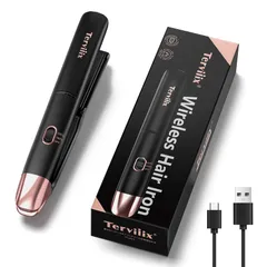 数量限定　4500mAh USB充電式ヘアアイロン 持ち運びミニヘアアイロン ストレート&カール 2way コードレス 前髪用 190/220℃ 二段階温度設定 15mmプレート Terviiixヘアアイロン 軽量ストレートアイロン ミニ 収納袋＆日本語説明書