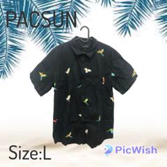 PACSUN LOS ANGELES パクサン バード 総柄 シンプル アロハシャツ Lサイズ T-859