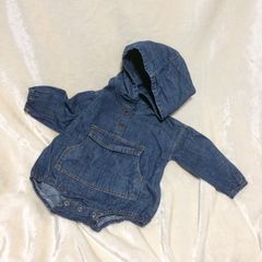 新品 ポケット付長袖フーディーデニムロンパース ベビー服 韓国子供服男の子女の子