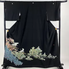 裄67.4 身丈164cm☆加賀友禅 村田雪司作 黒留袖 手描き オカメインコ