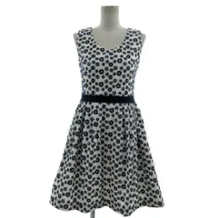 チェスティ Chesty フラワー刺繍ノースリーブワンピース 6S536 ひざ丈 ホワイト 白 ネイビー 紺 0