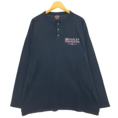 古着 ビッグサイズ 90年代 ハーレーダビッドソン Harley-Davidson ヘンリーネック ロングTシャツ ロンT USA製 メンズXXXL相当/eaa493782