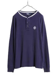 【お得なクーポン配布中!】 80s ポロ ラルフローレン ヘンリーネック リブ編み 長袖 Tシャツ メンズ M / ヴィンテージ ロンT ストレッチ アンダーシャツ ワンポイント