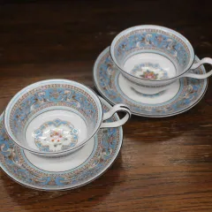 未使用 フロレンティーン ターコイズブルー スープ カップ ソーサー 5