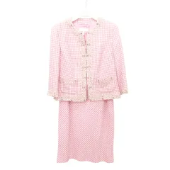 ESCADA エスカーダ☆ツイード スカートスーツ シルク ラメ【大きいサイズ】