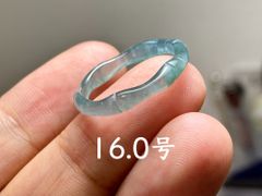 L13-80 高氷種 竹節 リング 薄水緑 16.0号 グアテマラ産 A貨 本翡翠 くりぬき